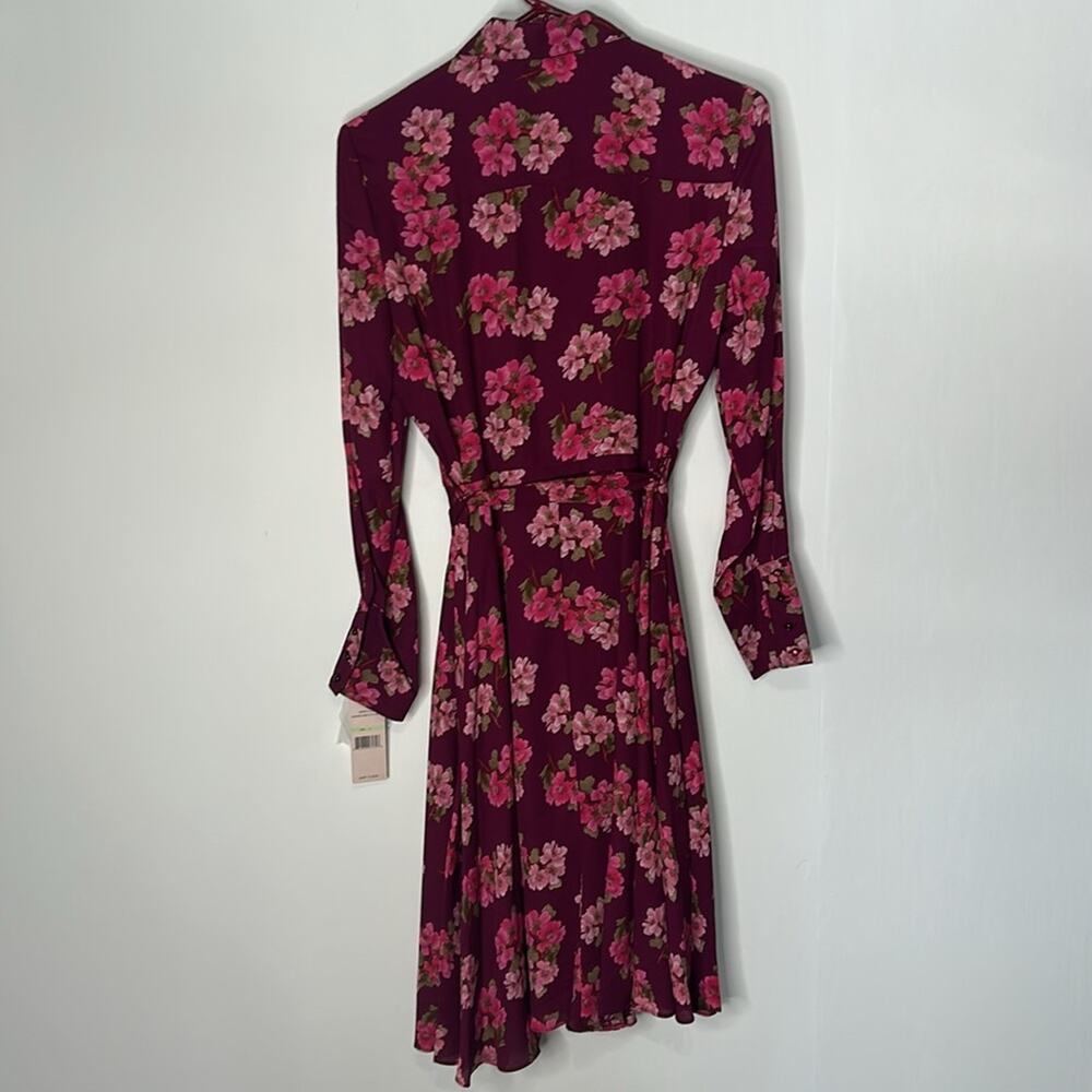 NANETTE LEPORE Women's Burgundy Floral Print Button Down Shirt Dress NWT Size 4 - Picture 7 of 9